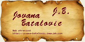 Jovana Batalović vizit kartica